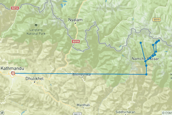 Kaart van Everest Basiskamp Trek