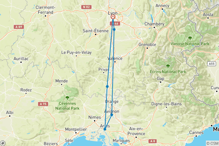 Map of Rhône Route Rendez-Vous 2024