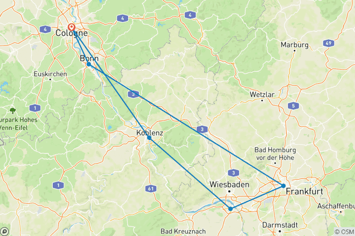 Karte von Rhein & Main Weihnachten 2026 (6 Destinationen)