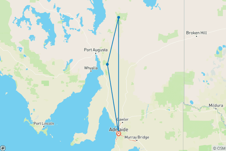 Carte du circuit Les Flinders Ranges à vélo