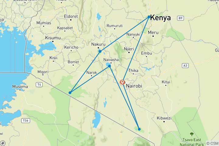 Map of 10-Days Best Kenya Private Luxury Wildlife Safari