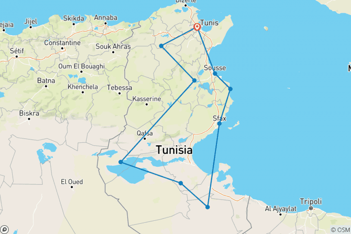 Map of The Grand Tour of Tunisia