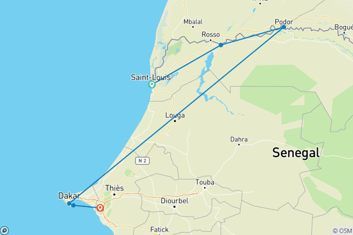 Karte von Flusskreuzfahrt auf dem Senegal - 10 Tage