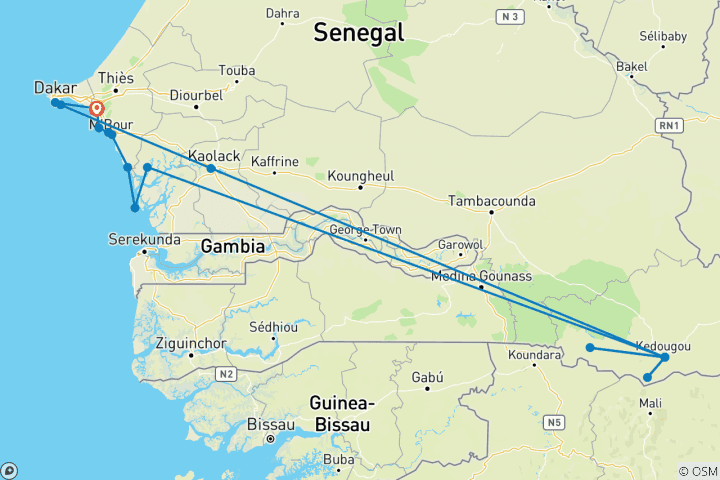 Karte von Stämme des Senegal, 10 Tage