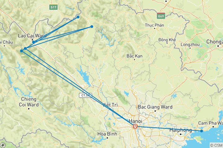 Kaart van Het beste van Noord-Vietnam - 6 dagen