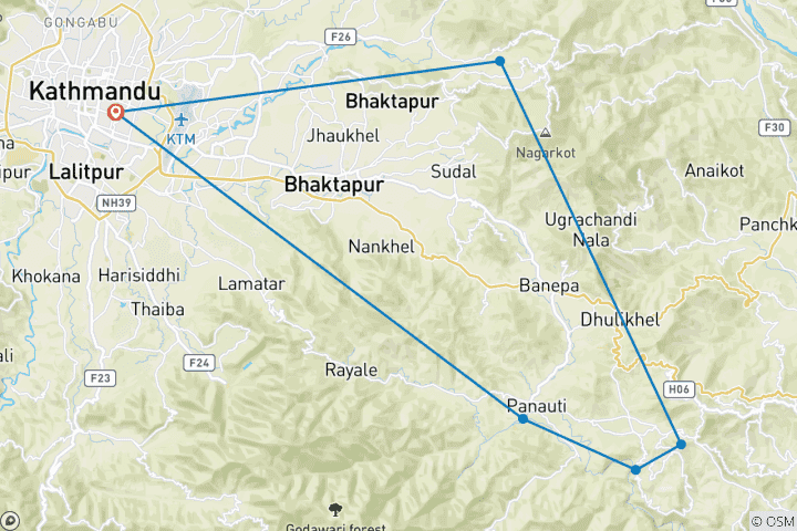 Carte du circuit Vallée de Katmandou - 9 jours