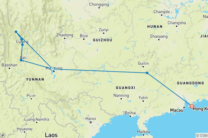 Carte du circuit Essence du sud- ouest de la Chine