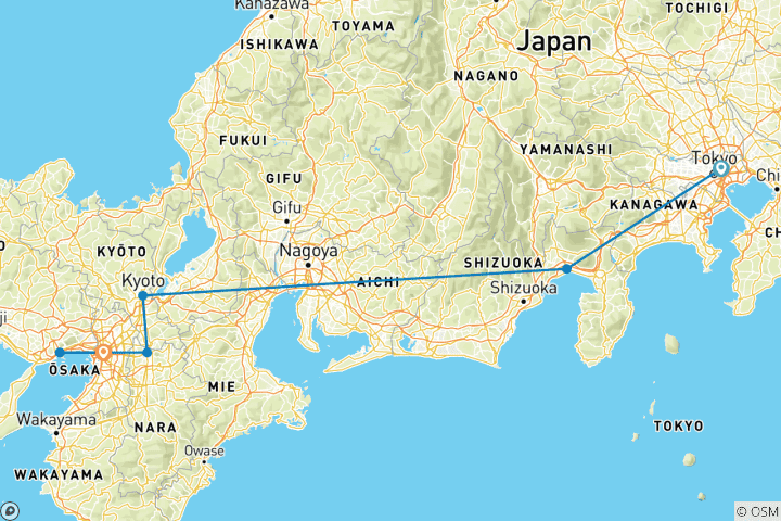 Map of Japan Golden Route