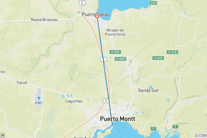 Carte du circuit Découverte de la région des lacs, Puerto Varas