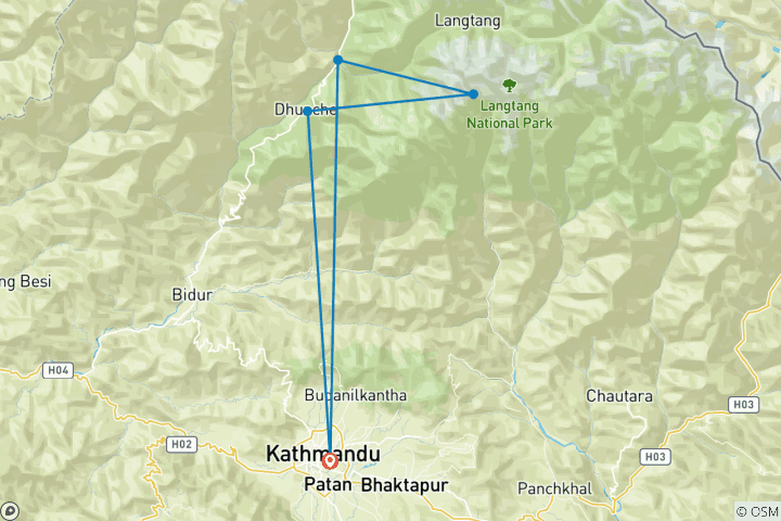 Map of Tamang Heritage and Langtang and GosaikundaTrekking 17 Days