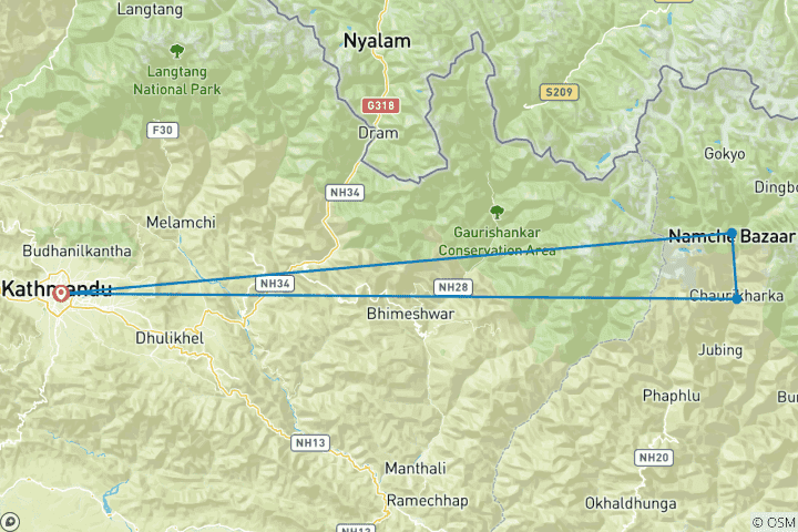 Carte du circuit Petit trek de luxe à l'Everest - 6 jours