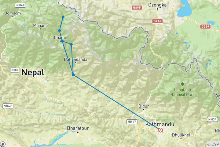 Carte du circuit Expédition Himlung Himal - 7 126 m