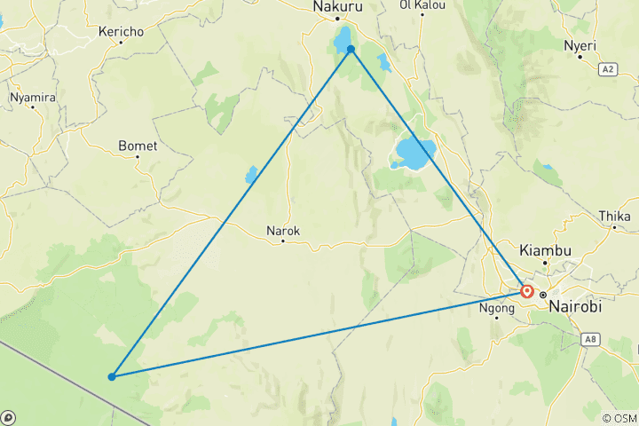 Map of 5 Day Masai Mara Migration Safari