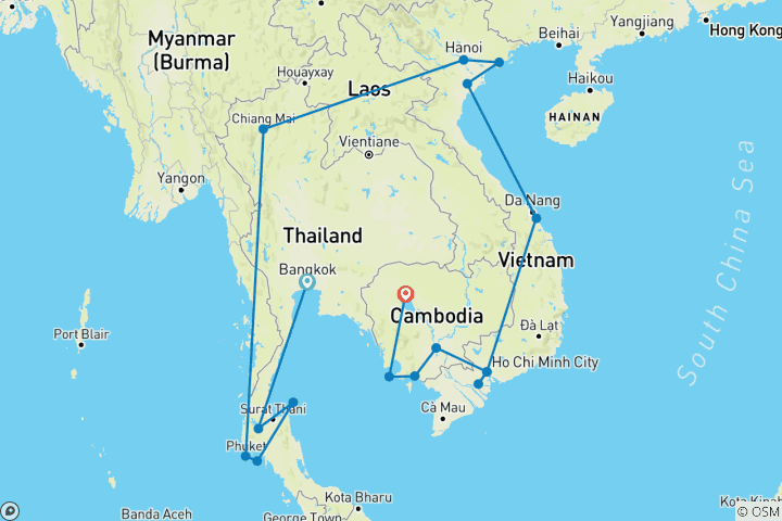 Carte du circuit L'Asie épique