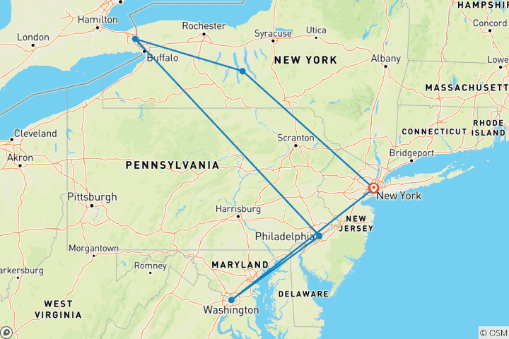 Map of American Gateway – 4 Days