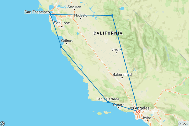 Carte du circuit California Express - 3 jours