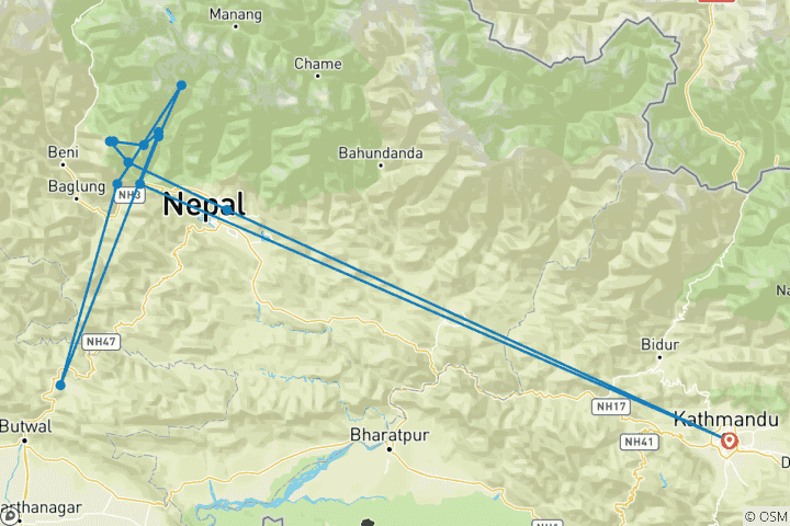 Map of Annapurna Base Camp Trek