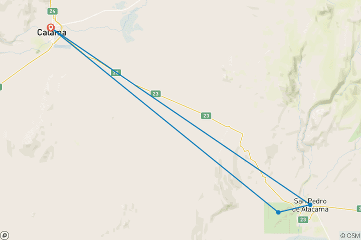 Map of 5 - Days PRIVATE Outdoor Adventure in San Pedro Atacama, trekking, hikking, cycling