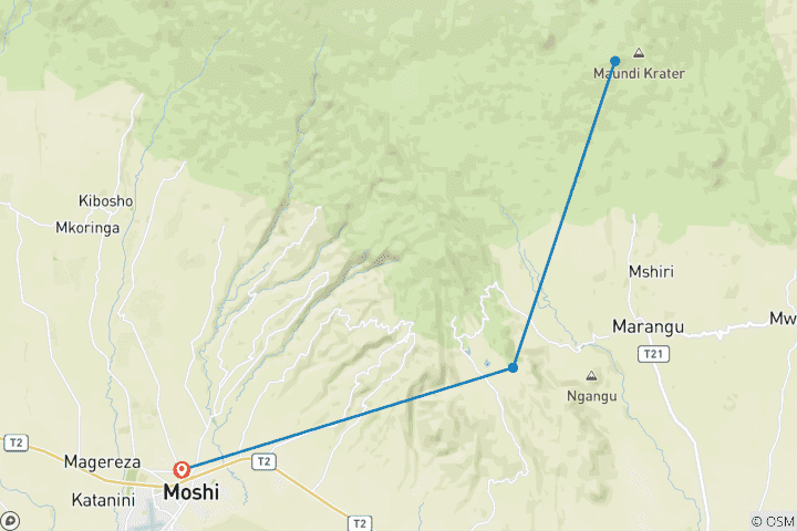 Karte von Mount Kilimandscharo Tagesausflug