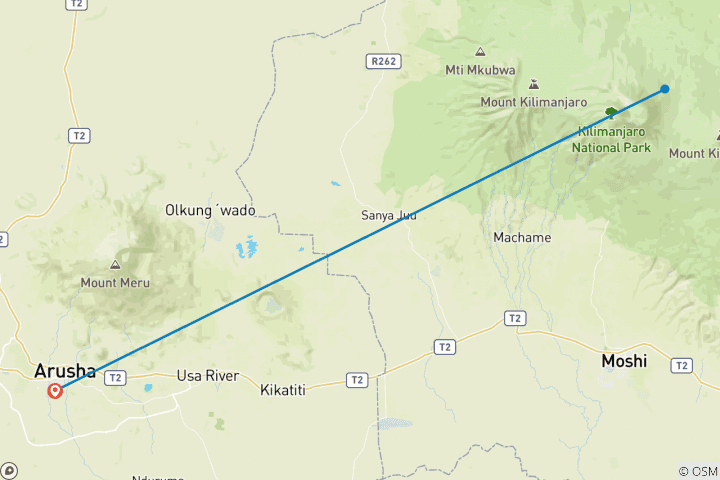 Carte du circuit Excursion d'une journée dans le parc national du Kilimandjaro en Tanzanie