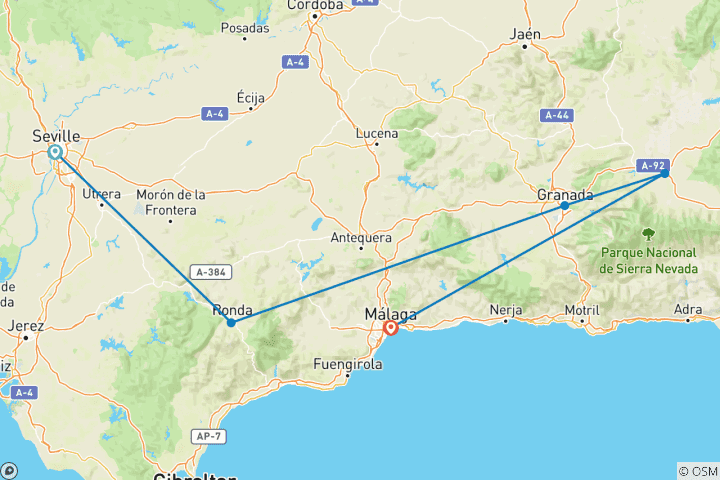 Mapa de Lo más destacado de Andalucía
