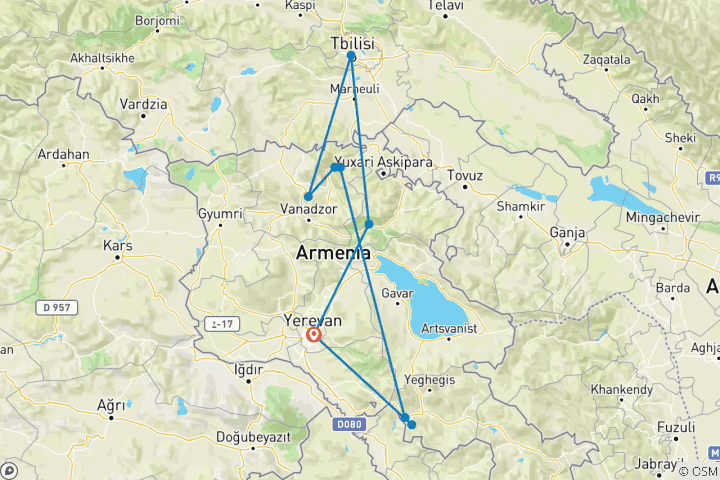 Map of Trip in Armenia and Georgia