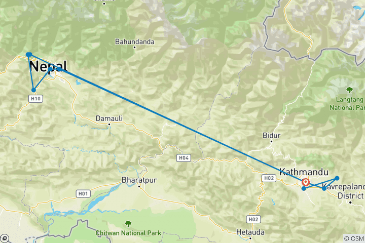 Map of Annapurna Family Hiking Tour - 9 Days