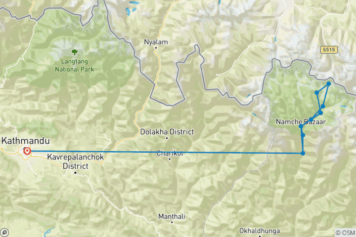 Carte du circuit Trek du camp de base de l'Everest 14 jours