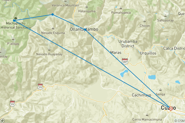 Carte du circuit Petite randonnée de 2 jours sur le Chemin de l'Inca (petits groupes)