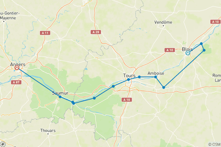 Carte du circuit La vallée de la Loire à vélo