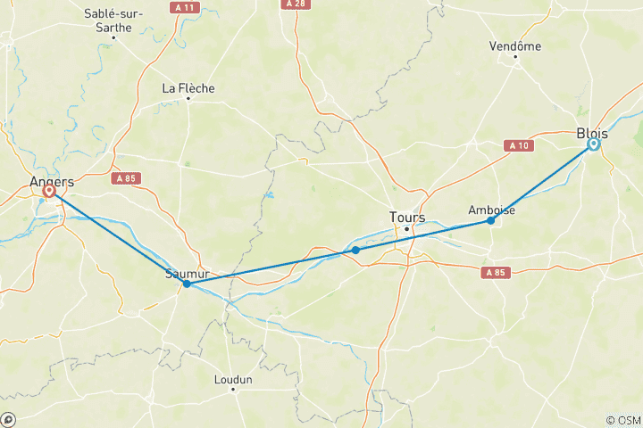 Map of Cycle the Loire Valley