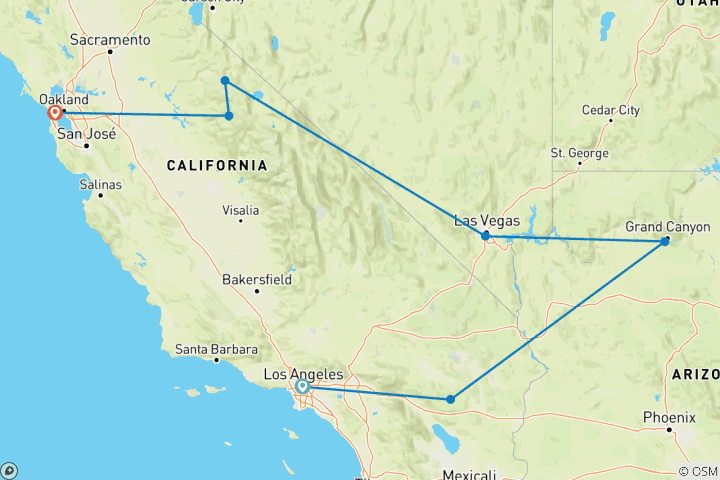 Mapa de Real de San Francisco a Los Ángeles (from Los Angeles to San Francisco)