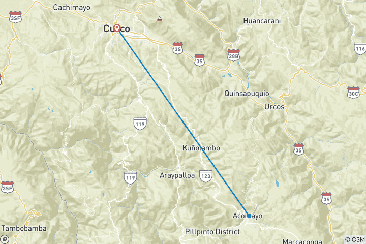 Karte von 4/3 Waqrapucara-Wanderung oder Huacrapucara (nur Privatreise
