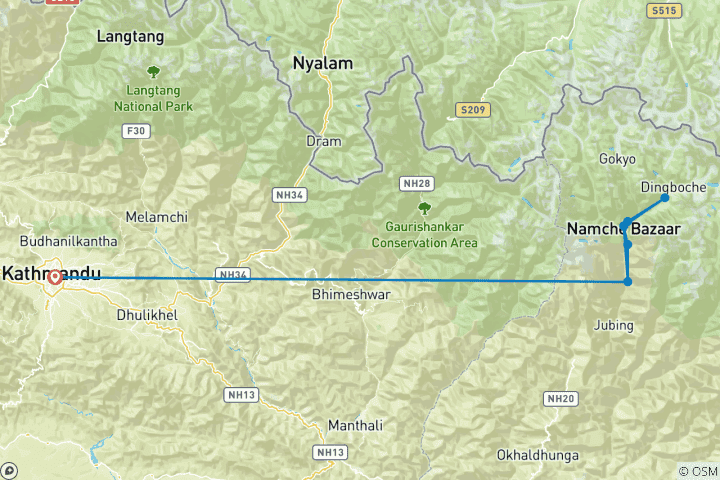 Karte von Kurzer Everest Trek