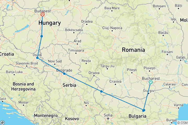 Carte du circuit Passage vers l'Europe de l'Est De Bucarest à Budapest