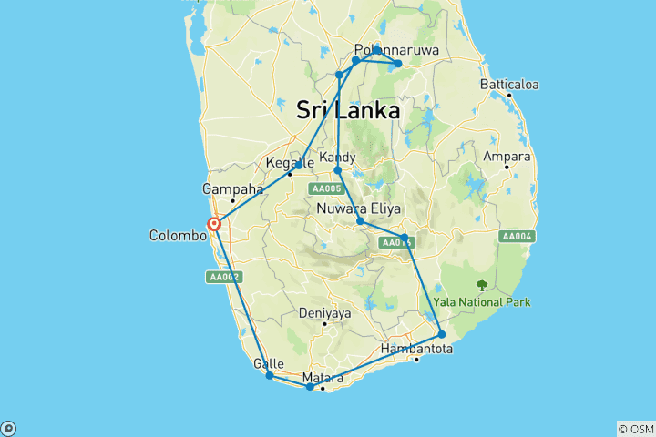 Map of Experience the Essence of Sri Lanka: Nature, Culture, and Wildlife Adventure