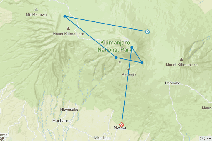 Map of 7 Days – Lemosho Route