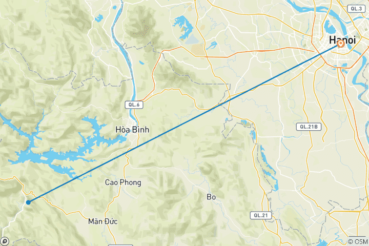 Map of Mai Chau 2 Day 1 Night Classic Tour