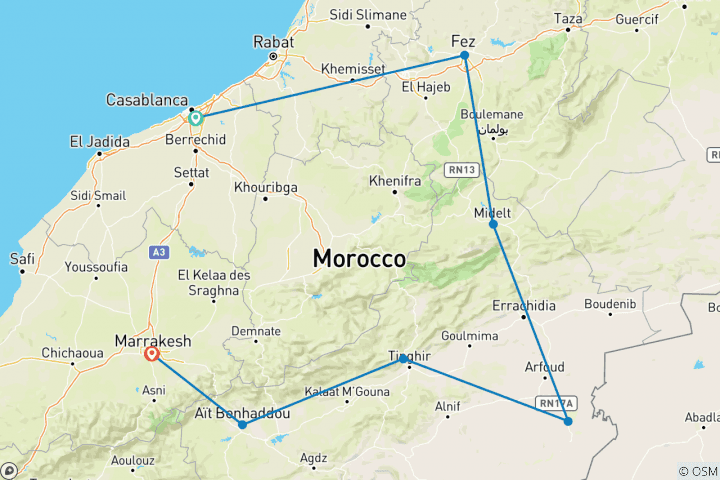 Map of Morocco Family Holiday Comfort