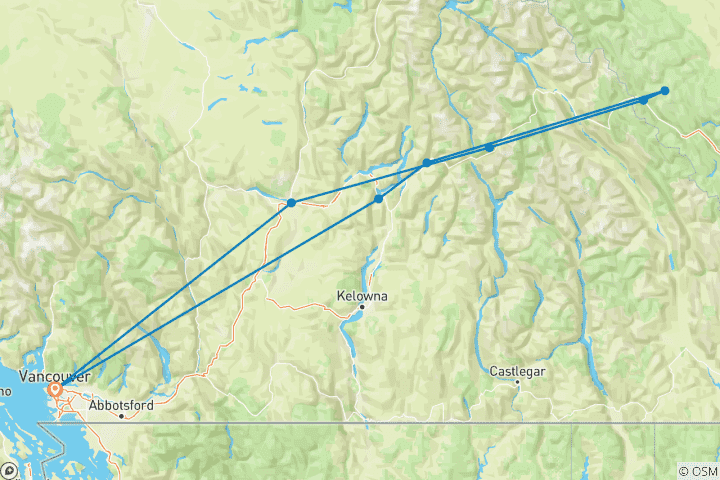 Carte du circuit Circuit hivernal haut de gamme dans les Rocheuses (petit groupe)