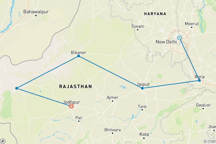 Map of From Delhi: Private 8-Day Rajasthan Tour with Hotels