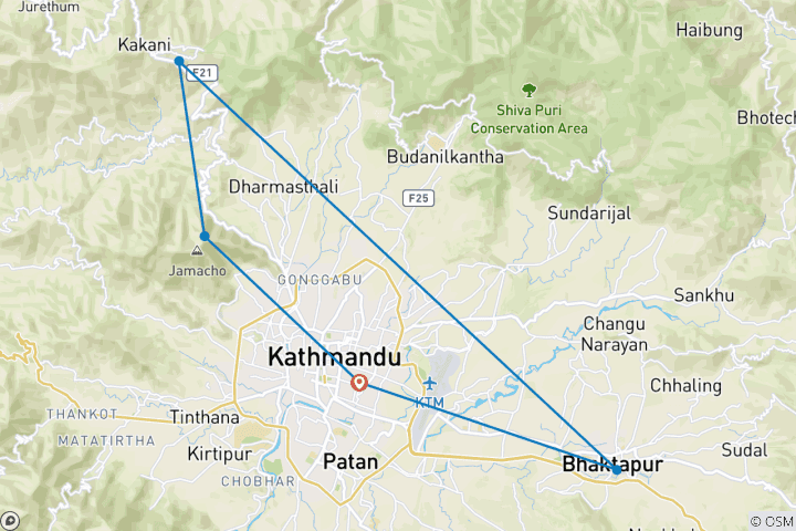 Karte von Nagarjun Hill & Kakani Wanderung