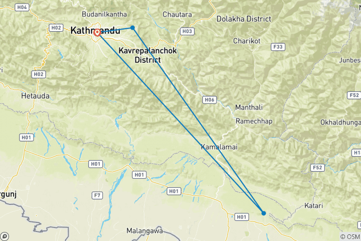 Karte von Chisapani Nagarkot 3 Tages Trek