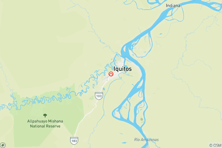 Map of 2 days Iquitos Amazon Jungle tour