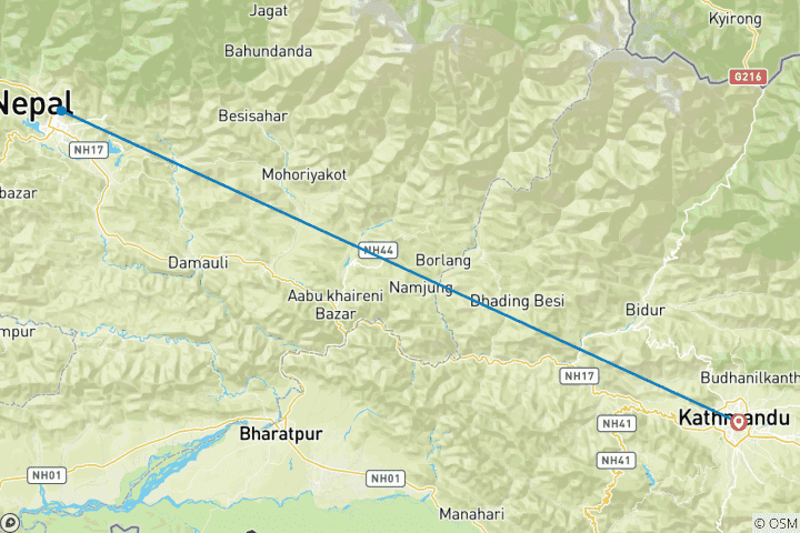 Karte von Pokhara Stadtrundfahrt - 6 Tage