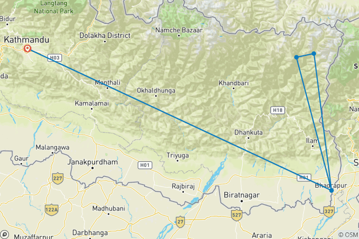 Map of KANCHENJUNGA BASE CAMP TREKKING