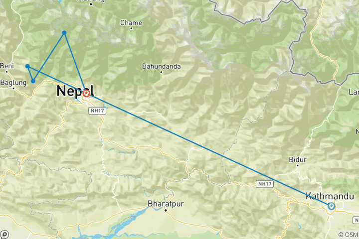Kaart van Buiten de gebaande paden (Mohare-Annapurna)
