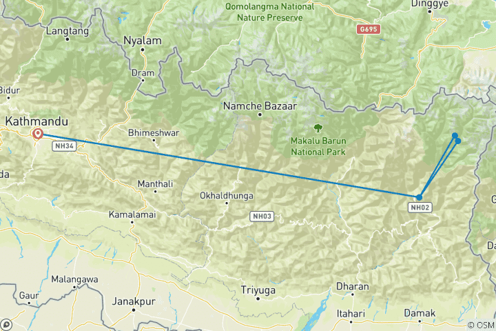 Kaart van Kanchenjunga Basiskamp Trek-Zuid (Officieel)