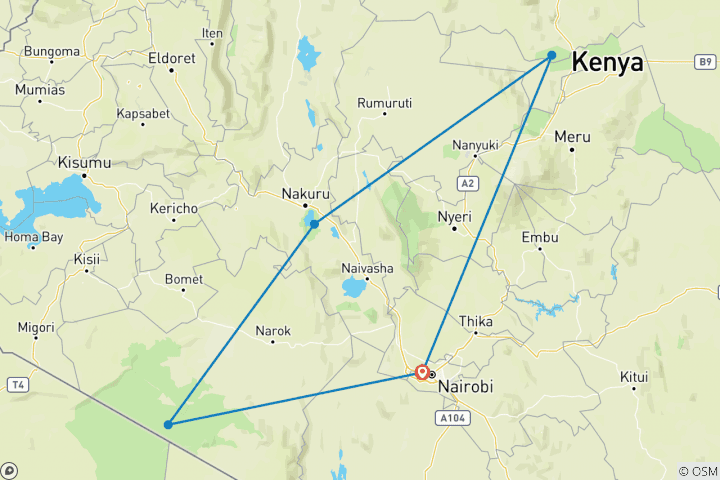 Map of Kenya-8 days  catch  the big 5