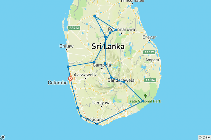 Carte du circuit La beauté cachée du Sri Lanka - 10 jours